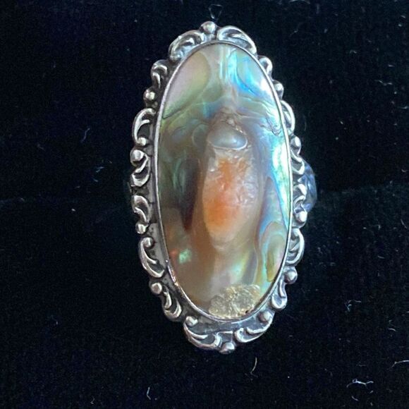 💛 Unique Vintage Sterling Silver Mother of Pearl Ring - Picture 3 of 9